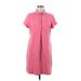 Lands' End Casual Dress - Shift Collared Short sleeves: Pink Print Dresses - Women's Size Large