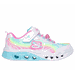 Skechers Girl's Flutter Heart Lights - Groovy Swirl Sneaker | Size 3.0 | White | Textile/Synthetic