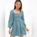 American Eagle Outfitters Dresses | American Eagle Women’s Blue Long Sleeve Plaid Smocked Mini Dress Size S | Color: Blue | Size: S