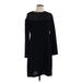 Emanuel Emanuel Ungaro Casual Dress - Shift Crew Neck Long Sleeve: Black Print Dresses - Women's Size 12