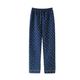 RWGSNB Mens Plus Size Pyjamas Bottoms Warm Quilting Long Pyjama Bottoms Blue Polka Dots Plaid Pyjama Bottoms Loose Lounge Pants Loungewear Autumn Winter,4Xl