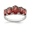 Cluster Oval 3 Ctw Red Garnet Gemstone 925 Sterling Silver Women Wedding Ring (Sterling Silver, 7)