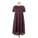 Lularoe Casual Dress - Midi Crew Neck Short sleeves: Burgundy Dresses - Women's Size Small