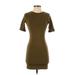 Topshop Casual Dress - Bodycon Crew Neck Short sleeves: Brown Solid Dresses - Women's Size 4