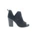 Vince Camuto Heels: Slip On Chunky Heel Bohemian Black Solid Shoes - Women's Size 7 - Peep Toe