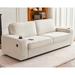 Latitude Run® Girdhari 89'’ Modern Sofa w/ USB Charging Ports & Cup Holders Metal in White | 32 H x 89 W x 34 D in | Wayfair