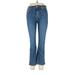 7 For All Mankind Jeans - High Rise Boot Cut Boot Cut: Blue Bottoms - Women's Size 30 - Medium Wash