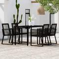 Orren Ellis Patio Dining Set Garden Outdoor Seating 3/5/7/9 Piece Multi Sizes Glass in Black | 55.1 W x 27.6 D in | Wayfair