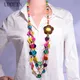 UDDEIN-Collier long en bois fait à la main multicouche pour femme grande fleur collier perles