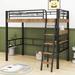 Mason & Marbles Watheroo Metal Loft Bed w/ Built-in Desk, Shelf & Ladder Metal in Black/Gray | 69.3 H x 57.8 W x 78.7 D in | Wayfair