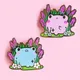 Broche en émail dur grenouille mignonne insignes d'animaux Kawaii broche bleue et rose accessoire