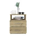 Ebern Designs Oneka 2 - Drawer Nightstand in Nightstand Olienza, Two Drawers, One Shelf, Light Oak Finish in Brown | Wayfair