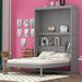 Red Barrel Studio® Armad Full Size Murphy Bed Wall Bed w/ Shelves Wood in Gray | 83.8 H x 61.1 W x 85 D in | Wayfair