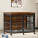 Tucker Murphy Pet™ modern design furniture dog crate w/ sliding iron door & mat, for indoor & outdoor Metal in Brown | Wayfair