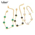 Lokaer-Bracelets à breloques en acier inoxydable pour femme bijoux plaqués or véritable blanc