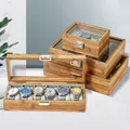 Boîte de rangement pour montres en bambou 3 6 10 12 grilles support de montre présentoir de
