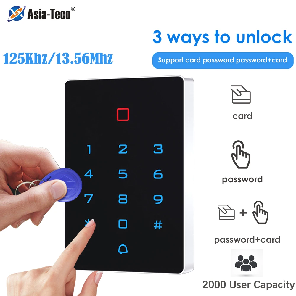 Système de contrôle d'accès de porte à serrure intelligente, clavier RFID autonome, étanche, contrôleur d'accès en option, carte Rfid, 125 tiens z, 13.56Mhz
