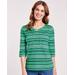 Blair Women's Tie-Neck Stripe Top - Green - 3XL - Womens