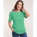 Blair Women's Essential Knit Elbow Length Sleeve Boatneck Top - Green - 2XL - Womens