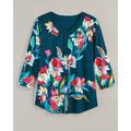 Blair Women's Alfred Dunner® In Full Bloom Placed Floral Top - Blue - L - Misses