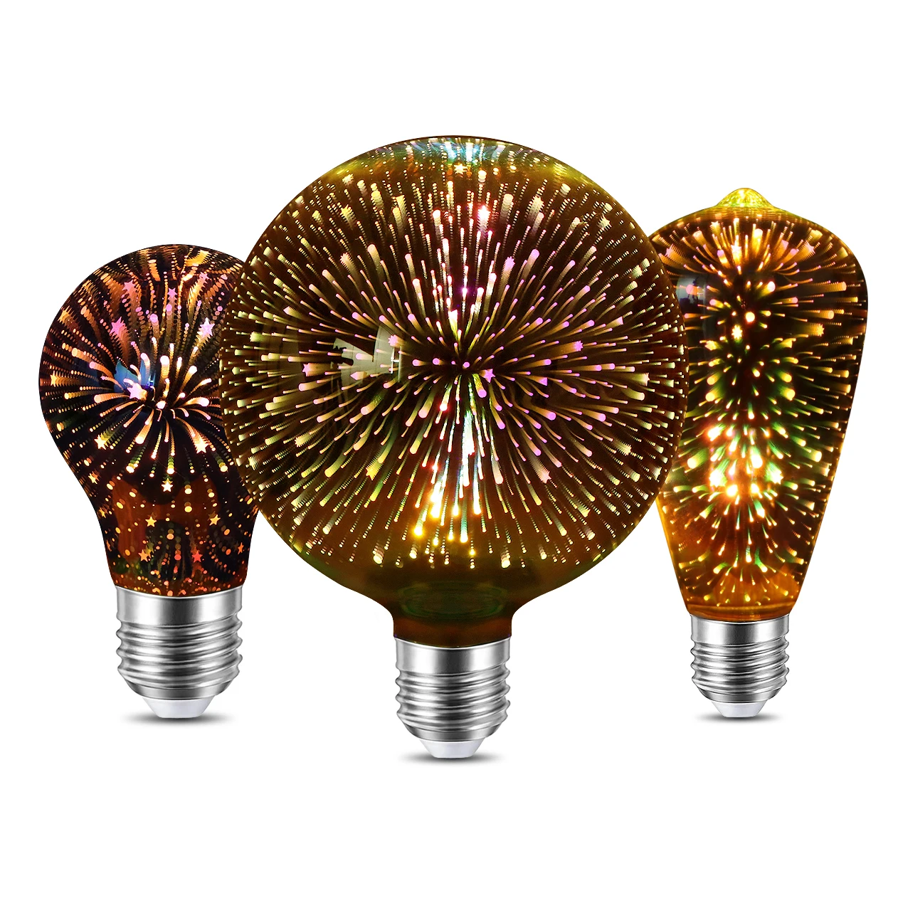 Fuochi d'artificio 3D Effetto Lampadine a incandescenza LED vintage Lampada Edison retrò E27 AC110V-220V Decorazione natalizia Lampadina G80 G125