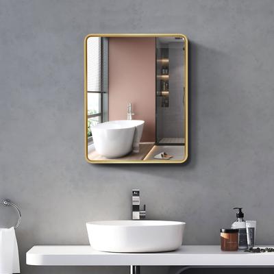 24"×30" Metal Framed Wall Mounted or Recessed Bathroom Medicine Cabinet with Mirror