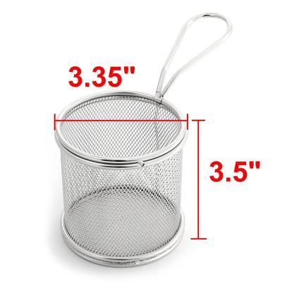 Stainless Steel Cylinder French Fries Oil Sieve Strainers Fry Basket Frame - Silver Tone