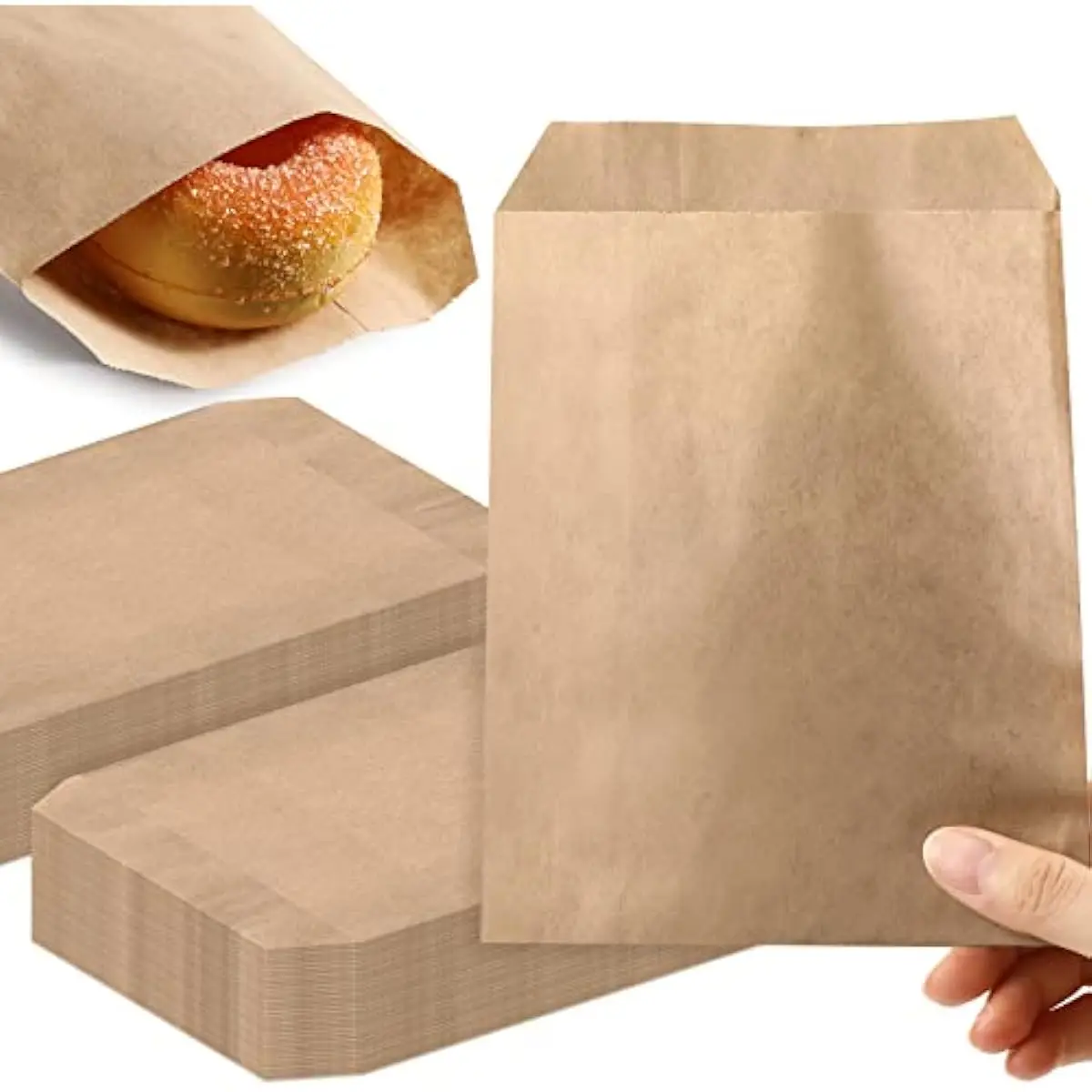 100 Stück Kraft-Besteckbeutel, Party-Geschenktüten, Umschläge, Warenbeutel für Snacks, Kekse, Popcorn, Süßigkeiten, Sandwich, Geschenk Image