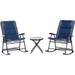 Outdoor Patio Furniture Set with Glass& 2 Folding Padded