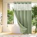 Waffle Weave No Hook Shower Curtain Set, Mesh Top Window