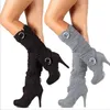2023sexy kniehohe Frauen Stiefel dünne High Heel runde Zehen Plattform Mode Damen Pu Leder Stiefel Größe 34-43 Damenschuhe