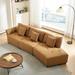 120" Modular Sectional Real Leather Sofa 3-seat Button Tufted Couches