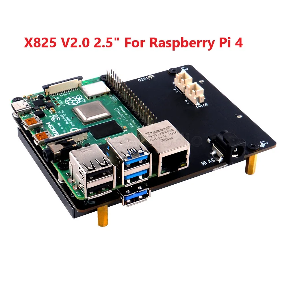 Raspberry Pi X825 V2.0 2,5 Zoll SATA HDD/SSD Speichererweiterungsplatine Acrylgehäuse für Raspberry Pi 4B (4 Modell B) Image