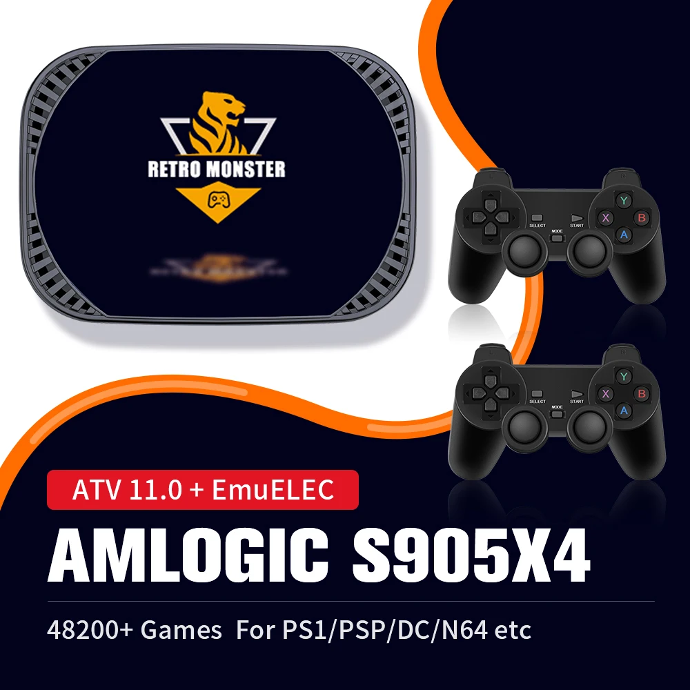 4k hd tv retro videospiel konsole amlogic s905x4 retro monster spiel box mit 48000 spiel für psp/ps1/sega saturn/snes/n64/dc/mame