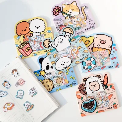 1 Packung koreanische Import Nekoni Original Tiere Illustrationen Stil Aufkleber Scrap booking DIY Image