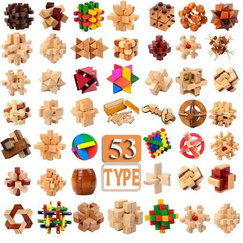 53 arten 3D Holz Puzzle Spielzeug Spiel Kongming Schloss Cube Gehirn Teaser Pädagogisches Spielzeug