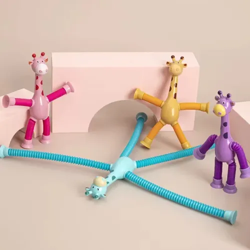 Kinder Saugnapf Spielzeug Pop Röhren Anti stress Teleskop Giraffe Zappeln Spielzeug Baby Puzzle