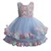 safuny Girls s Party Wedding Dress Clearance Floral Lace Splicing Lovely Sleeveless Comfy Fit Round Neck Mesh Tiered Ruffle Hem Vintage Princess Dress Holiday Blue 2-10T