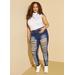 Plus Size High Rise Ultra Distressed Jeans