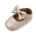 Baywell Baby Girls Mary Jane Flats with Bowknot - Soft Sole Non-Slip PU Leather Baby Shoes Princess Wedding Dress Shoes Gold 0-18M