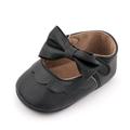 Baywell Baby Girls Mary Jane Flats with Bowknot - Soft Sole Non-Slip PU Leather Baby Shoes Princess Wedding Dress Shoes Black 0-18M
