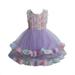 HAPIMO Girls s Party Wedding Dress Floral Lace Splicing Lovely Sleeveless Relaxed Comfy Round Neck Mesh Tiered Ruffle Hem Cute Princess Dress Holiday Purple 110
