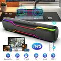 Bluetooth Speaker Soundbar 20W PC RGB Gaming Soundbar with 3.5mm Jack Aux-in Computer Speakers TWS Sound Bar for Desktop Laptop