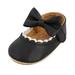 Miyanuby Infant Baby Girls Mary Jane Flats Bow Non-Slip Soft Sole Princess Toddler First Walkers Sneaker Wedding Dress Shoes Black 0-18M