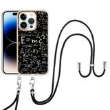 for iPhone 13 Pro Crossbody Strap Phone Case Anti-Fall Pattern Clear Design Transparent Soft & Flexible TPU Drop and Shockproof Protective Cover with Adjustable Nylon Neck Strap Equation