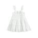 Baby Girls Summer Frill Dress Eyelet Square Neck Ruffle Tank Dress