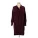 The Limited Casual Dress - Shift: Burgundy Solid Dresses - Women's Size Small