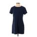 WAYF Casual Dress - Shift Crew Neck Short sleeves: Blue Print Dresses - Women's Size Small