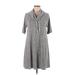 Ann Taylor LOFT Casual Dress - Mini Cowl Neck Short sleeves: Gray Marled Dresses - Women's Size Medium