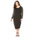 Plus Size Women's Curvy Collection Lace Ponte Dress by Catherines in Black (Size 5X)